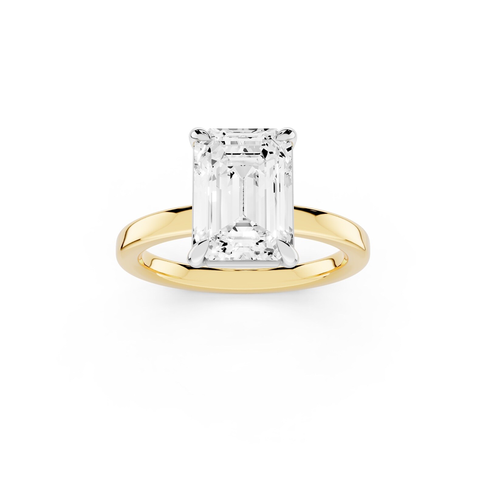 Mayors 18K Yellow Gold 3.00cttw Lab Grown Diamond Emerald Cut Solitaire Engagement Ring