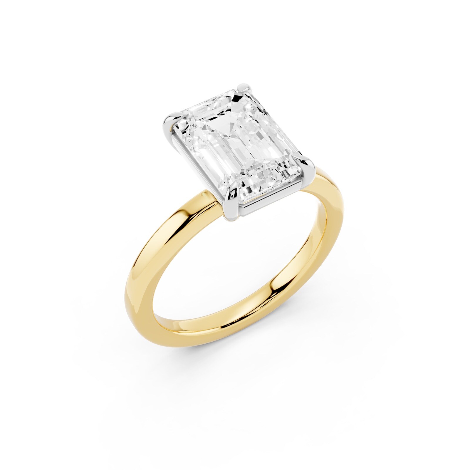 Mayors 18K Yellow Gold 3.00cttw Lab Grown Diamond Emerald Cut Solitaire Engagement Ring