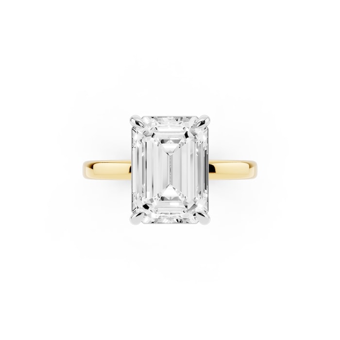 Mayors 18K Yellow Gold 4.00cttw Lab Grown Diamond Emerald Cut Solitaire Engagement Ring