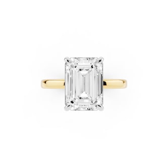 Mayors 18K Yellow Gold 4.00cttw Lab Grown Diamond Emerald Cut Solitaire Engagement Ring