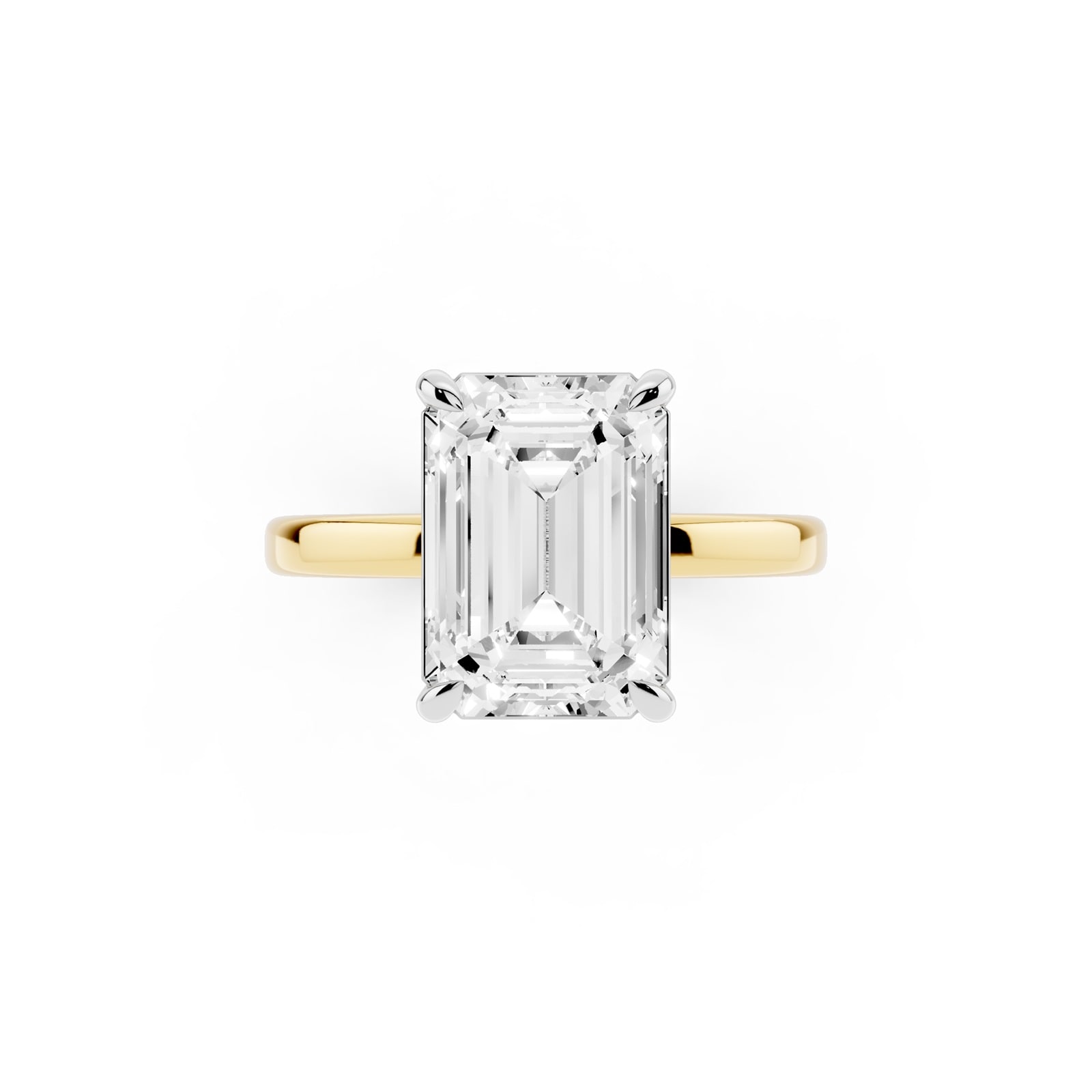 Mayors 18K Yellow Gold 4.00cttw Lab Grown Diamond Emerald Cut Solitaire Engagement Ring