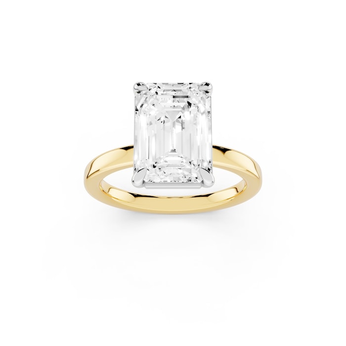 Mayors 18K Yellow Gold 4.00cttw Lab Grown Diamond Emerald Cut Solitaire Engagement Ring