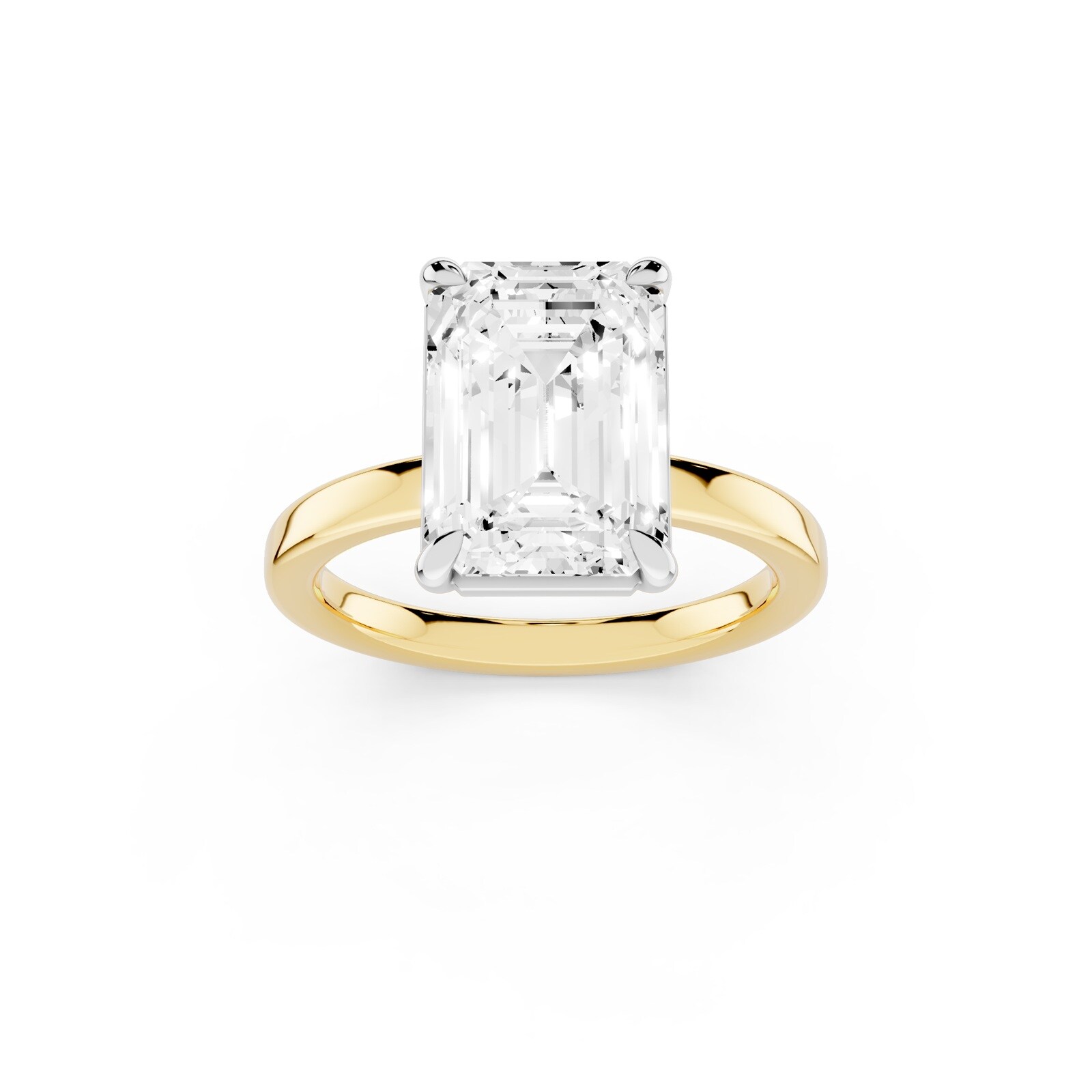 Mayors 18K Yellow Gold 4.00cttw Lab Grown Diamond Emerald Cut Solitaire Engagement Ring