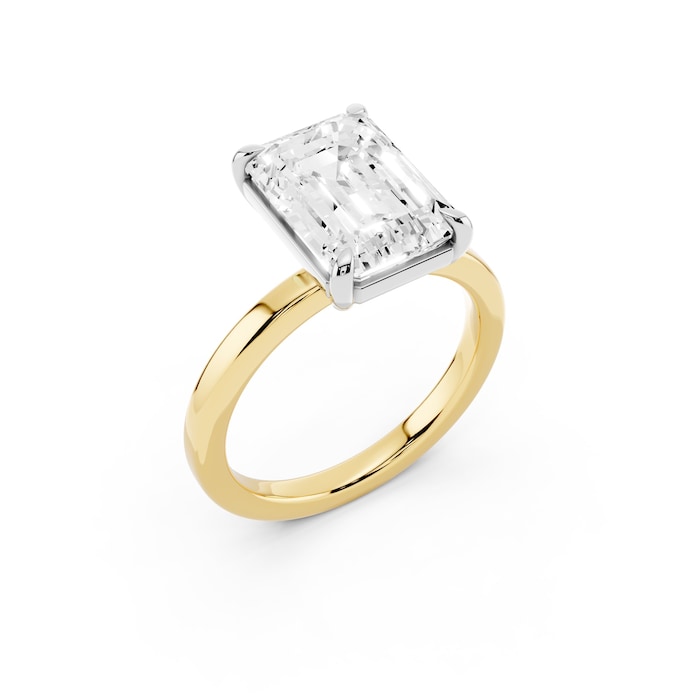Mayors 18K Yellow Gold 4.00cttw Lab Grown Diamond Emerald Cut Solitaire Engagement Ring