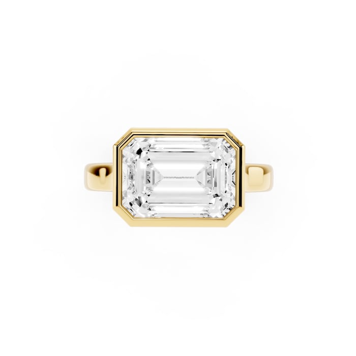 Mayors 18K Yellow Gold 4.00cttw Lab Grown Diamond Emerald Cut Bezel Set Engagement Ring