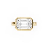 Mayors 18K Yellow Gold 4.00cttw Lab Grown Diamond Emerald Cut Bezel Set Engagement Ring