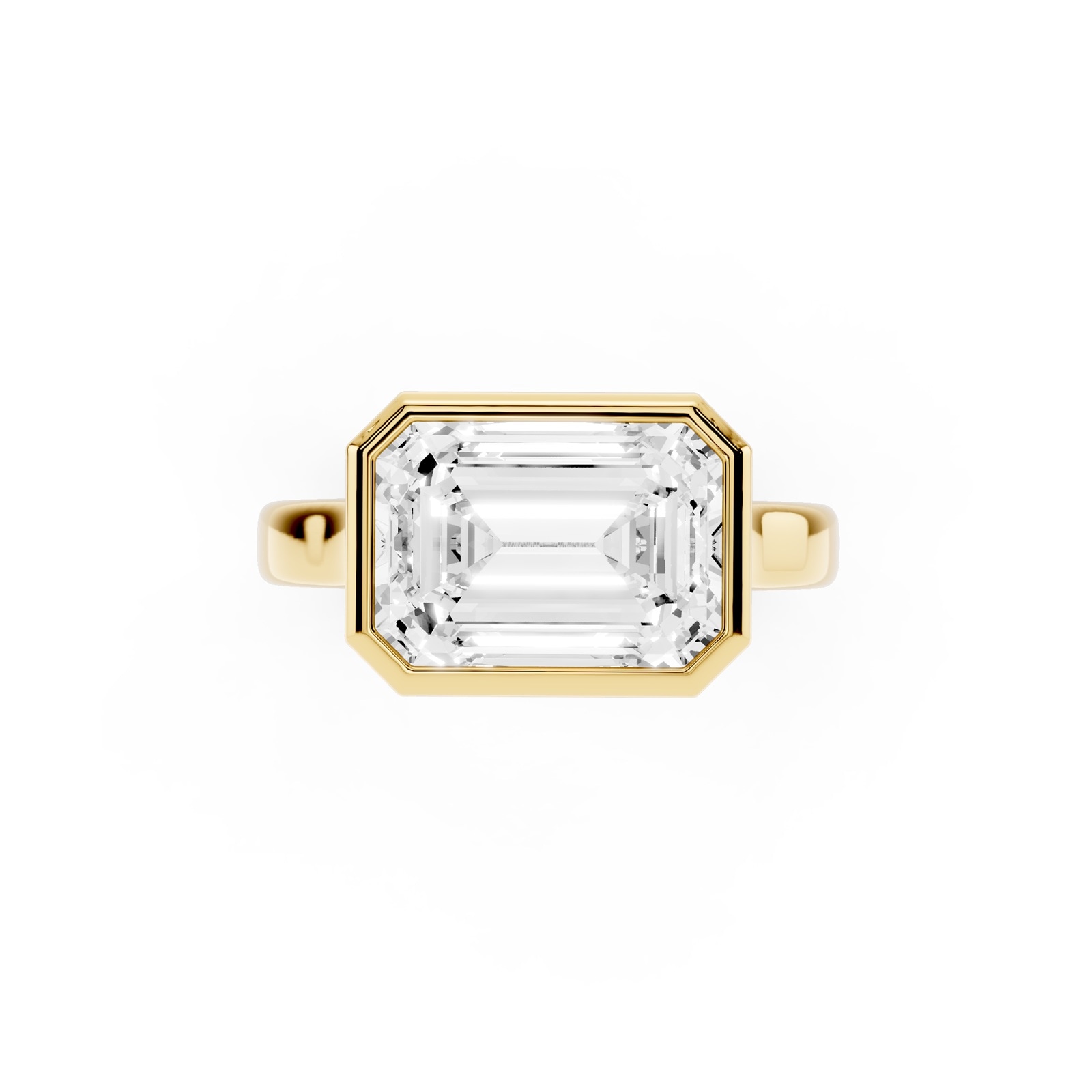 Mayors 18K Yellow Gold 4.00cttw Lab Grown Diamond Emerald Cut Bezel Set Engagement Ring