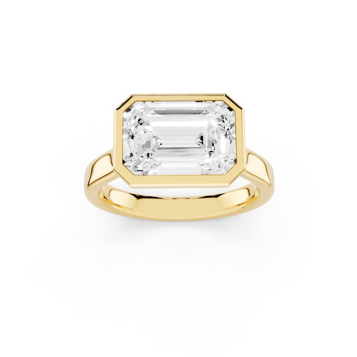 Mayors 18K Yellow Gold 4.00cttw Lab Grown Diamond Emerald Cut Bezel Set Engagement Ring