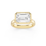 Mayors 18K Yellow Gold 4.00cttw Lab Grown Diamond Emerald Cut Bezel Set Engagement Ring