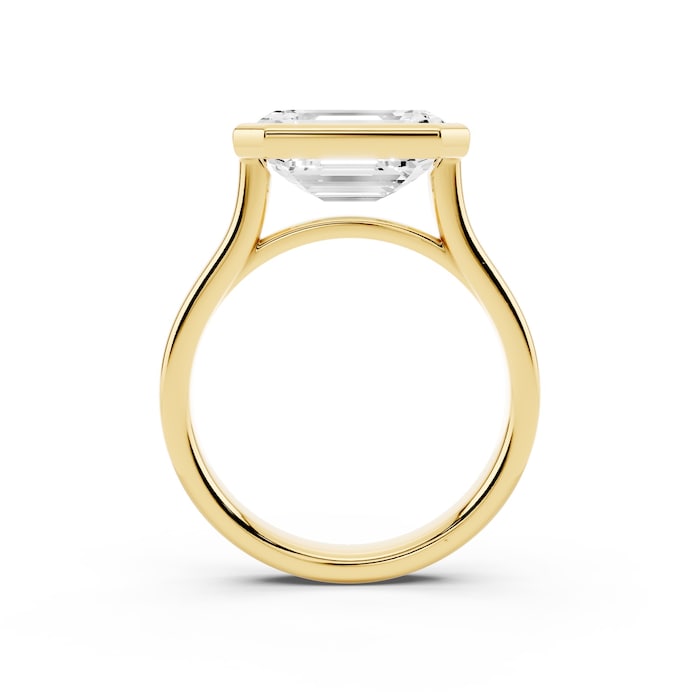 Mayors 18K Yellow Gold 4.00cttw Lab Grown Diamond Emerald Cut Bezel Set Engagement Ring