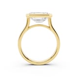 Mayors 18K Yellow Gold 4.00cttw Lab Grown Diamond Emerald Cut Bezel Set Engagement Ring