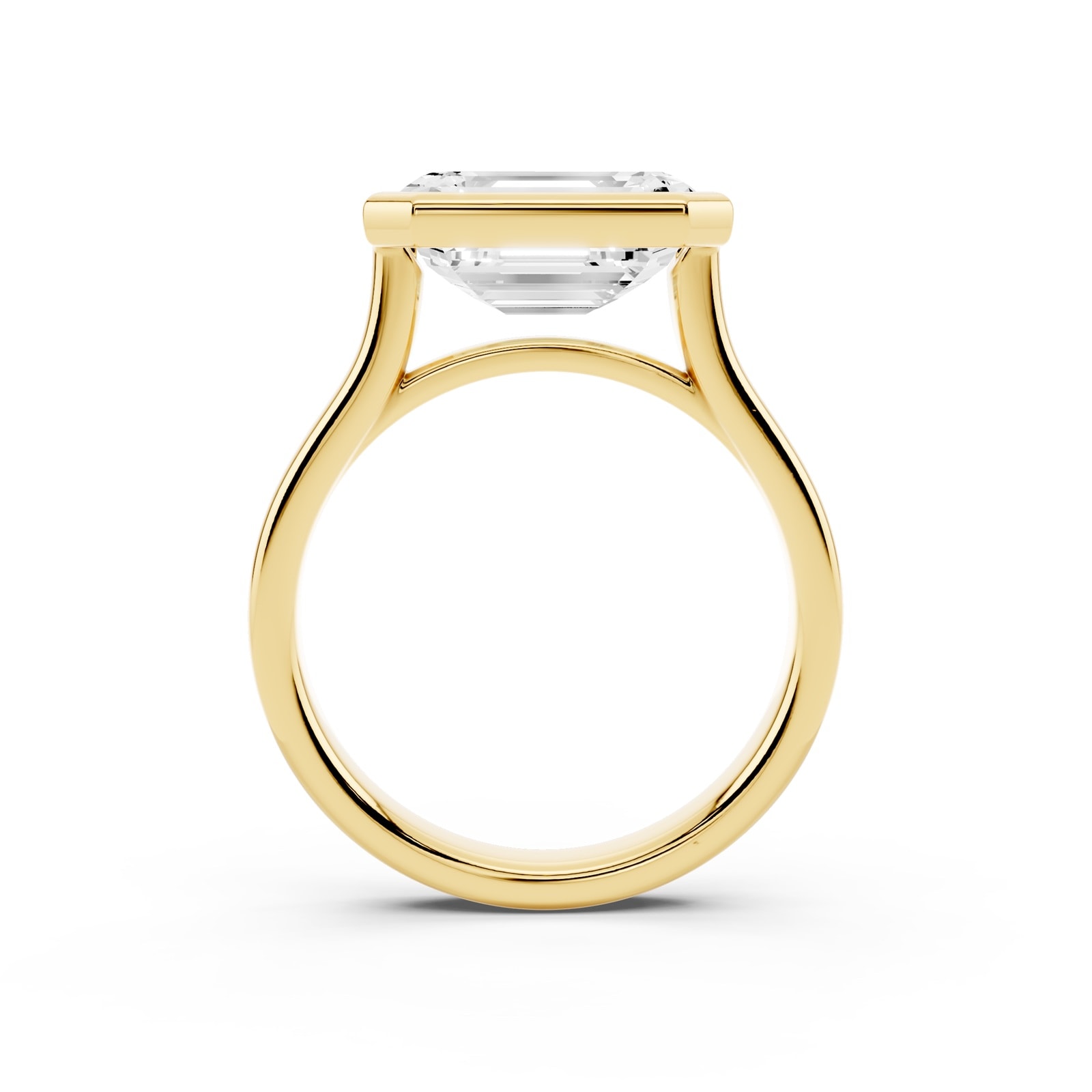 Mayors 18K Yellow Gold 4.00cttw Lab Grown Diamond Emerald Cut Bezel Set Engagement Ring