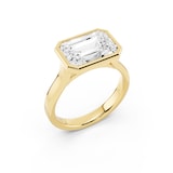 Mayors 18K Yellow Gold 4.00cttw Lab Grown Diamond Emerald Cut Bezel Set Engagement Ring