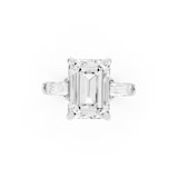 Mayors Platinum 5.00cttw Lab Grown Diamond Emerld Cut Three Stone Engagement Ring
