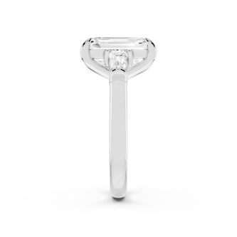 Mayors Platinum 5.00cttw Lab Grown Diamond Emerld Cut Three Stone Engagement Ring