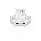 Mayors Platinum 5.00cttw Lab Grown Diamond Emerld Cut Three Stone Engagement Ring