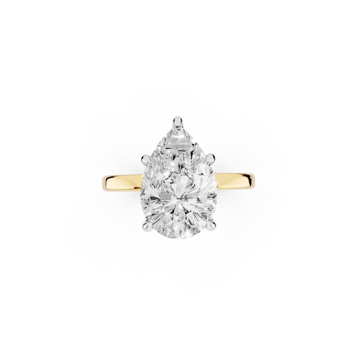 Mayors 18K Yellow Gold 4.00cttw Lab Grown Diamond Pear Cut Solitaire Engagement Ring