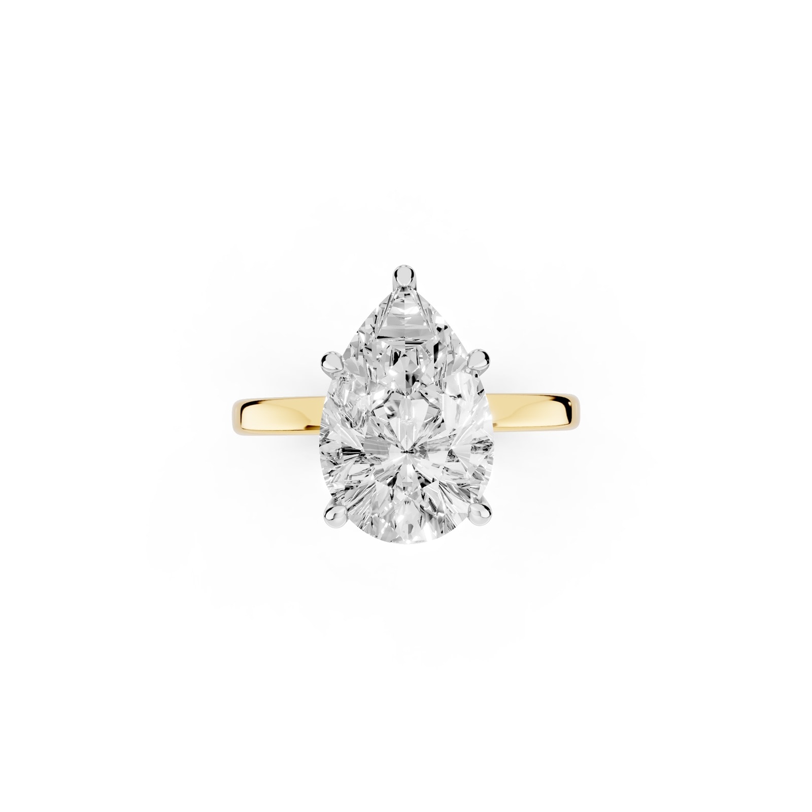 Mayors 18K Yellow Gold 4.00cttw Lab Grown Diamond Pear Cut Solitaire Engagement Ring