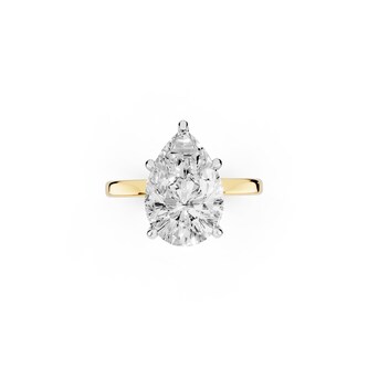 Mayors 18K Yellow Gold 4.00cttw Lab Grown Diamond Pear Cut Solitaire Engagement Ring