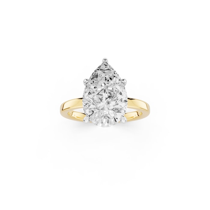 Mayors 18K Yellow Gold 4.00cttw Lab Grown Diamond Pear Cut Solitaire Engagement Ring