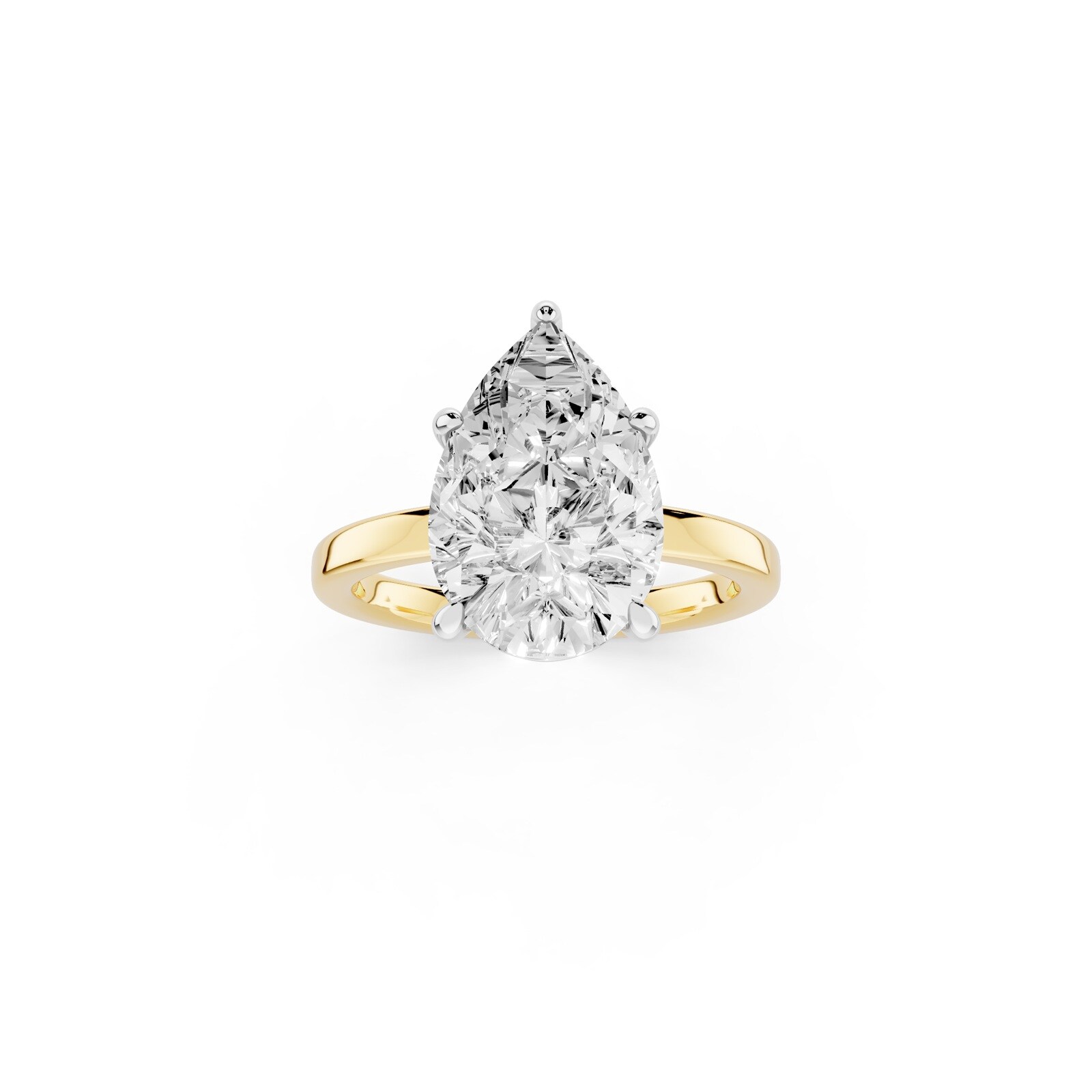 Mayors 18K Yellow Gold 4.00cttw Lab Grown Diamond Pear Cut Solitaire Engagement Ring