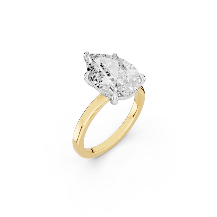 Mayors 18K Yellow Gold 4.00cttw Lab Grown Diamond Pear Cut Solitaire Engagement Ring
