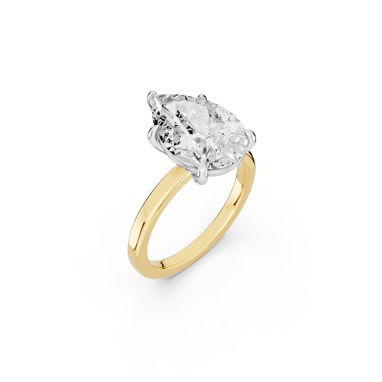 Mayors 18K Yellow Gold 4.00cttw Lab Grown Diamond Pear Cut Solitaire Engagement Ring