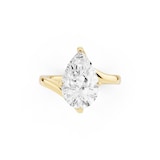Mayors 18K Yellow Gold 3.00cttw Lab Grown Diamond Pear Cut Solitaire Wave Ring