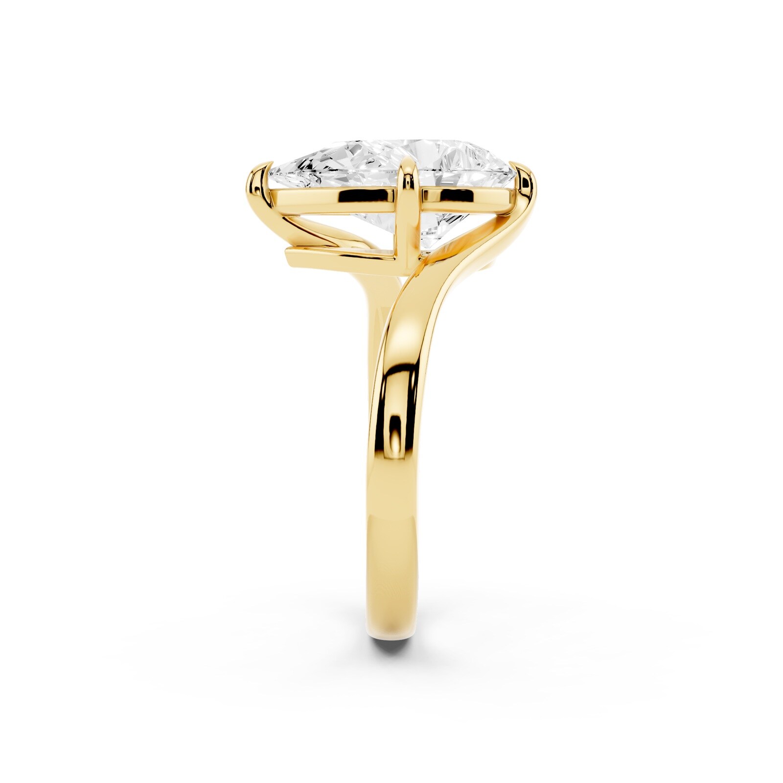 Mayors 18K Yellow Gold 3.00cttw Lab Grown Diamond Pear Cut Solitaire Wave Ring