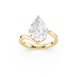 Mayors 18K Yellow Gold 3.00cttw Lab Grown Diamond Pear Cut Solitaire Wave Ring