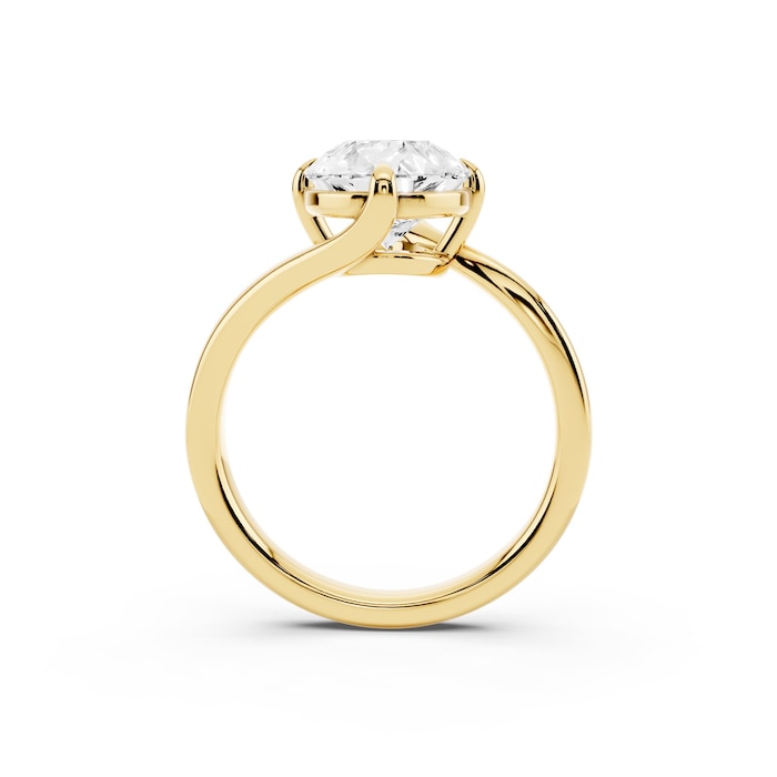 Mayors 18K Yellow Gold 3.00cttw Lab Grown Diamond Pear Cut Solitaire Wave Ring