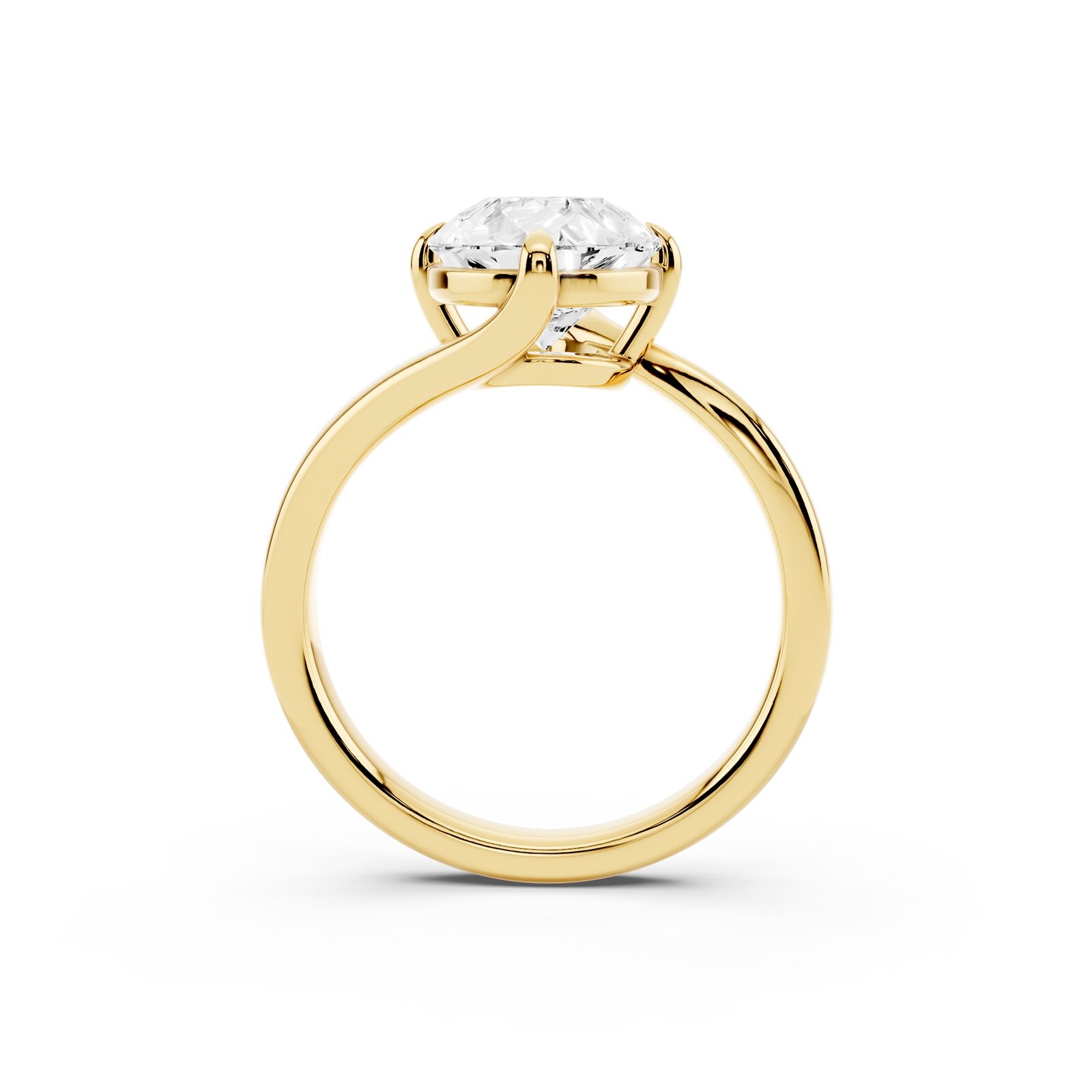 Mayors 18K Yellow Gold 3.00cttw Lab Grown Diamond Pear Cut Solitaire Wave Ring