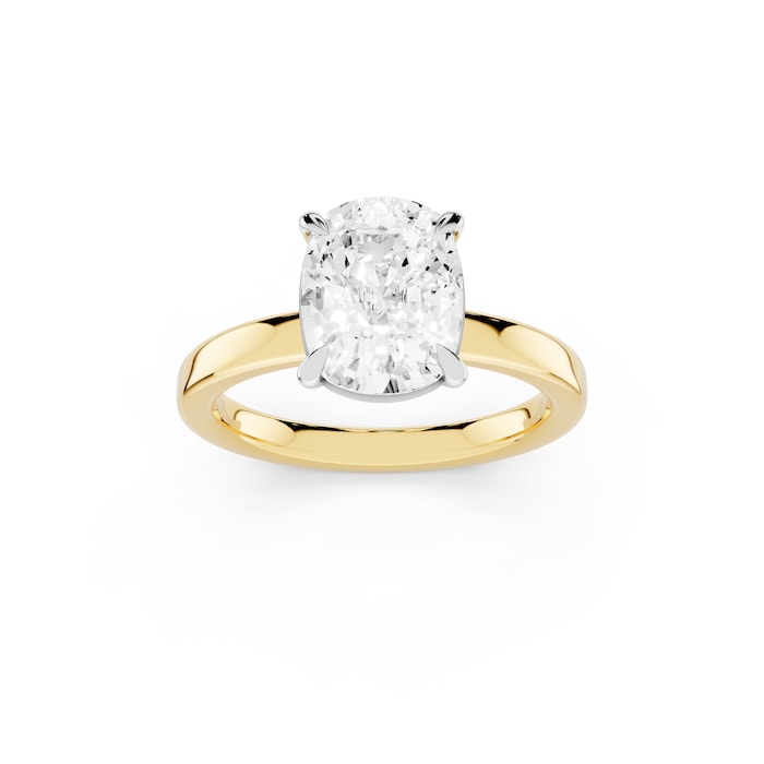 Mayors 18K Yellow Gold 2.50cttw Lab Grown Diamond Cushion Cut Solitaire Engagement Ring