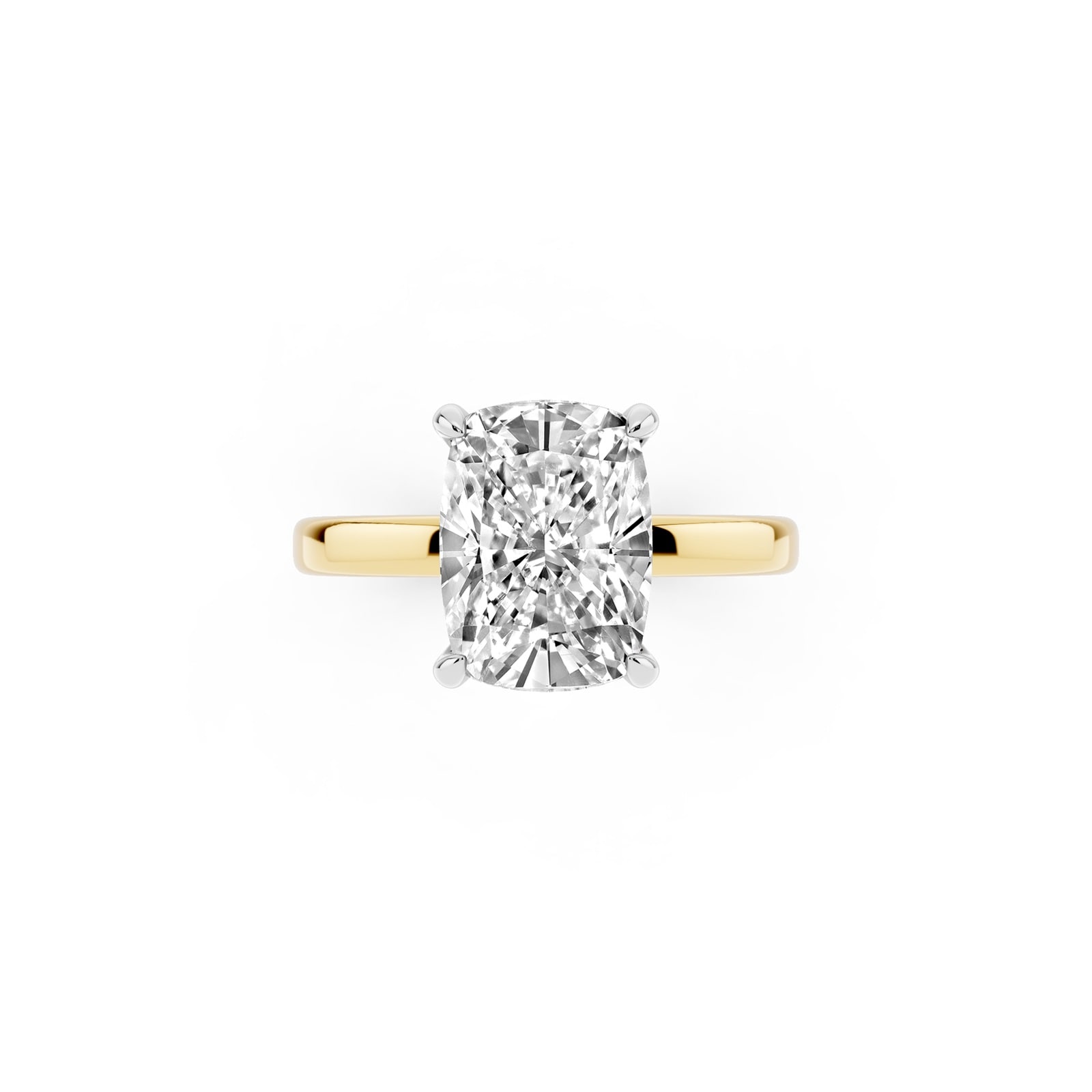 Mayors 18K Yellow Gold 3.00cttw Lab Grown Diamond Cushion Cut Solitaire Engagement Ring