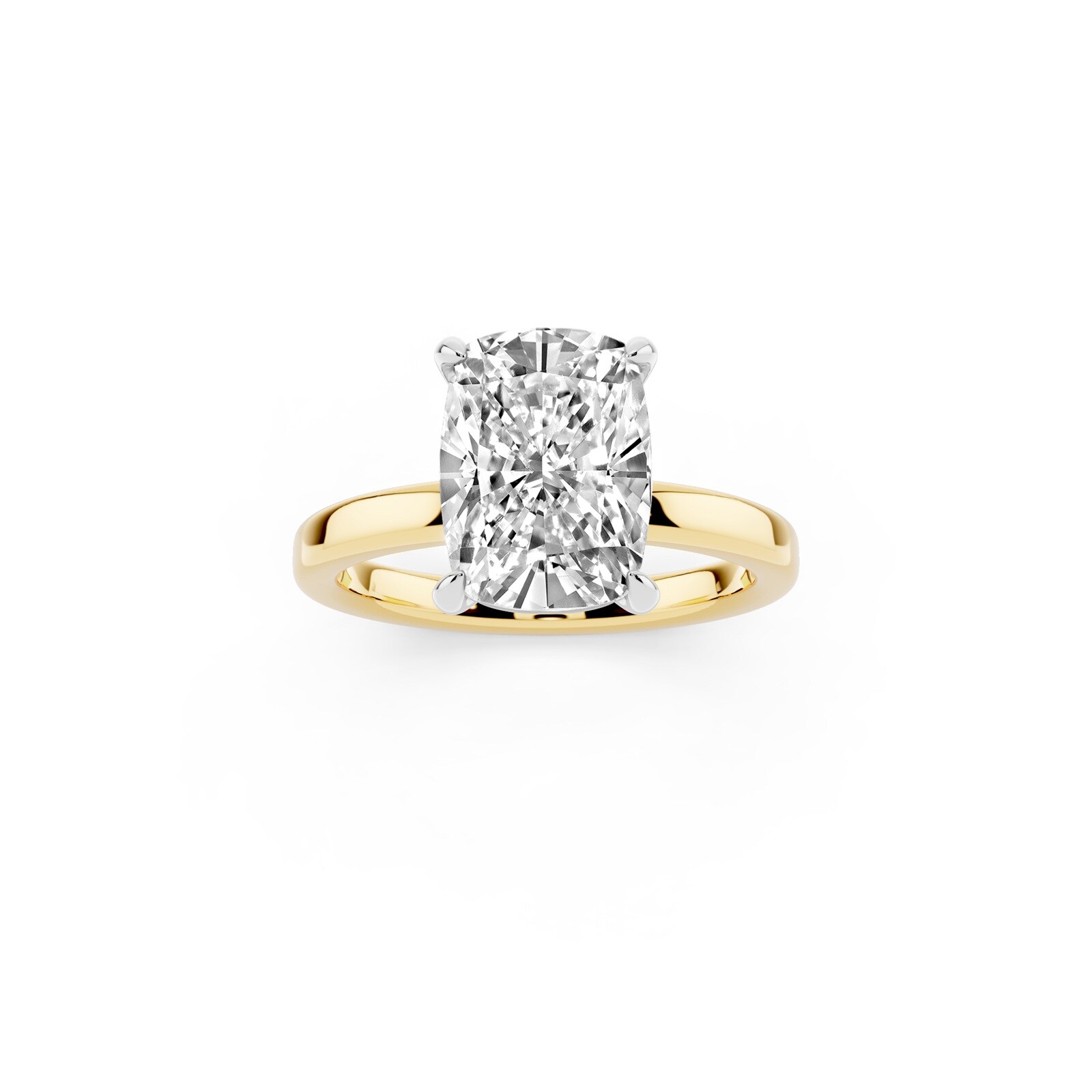 Mayors 18K Yellow Gold 3.00cttw Lab Grown Diamond Cushion Cut Solitaire Engagement Ring