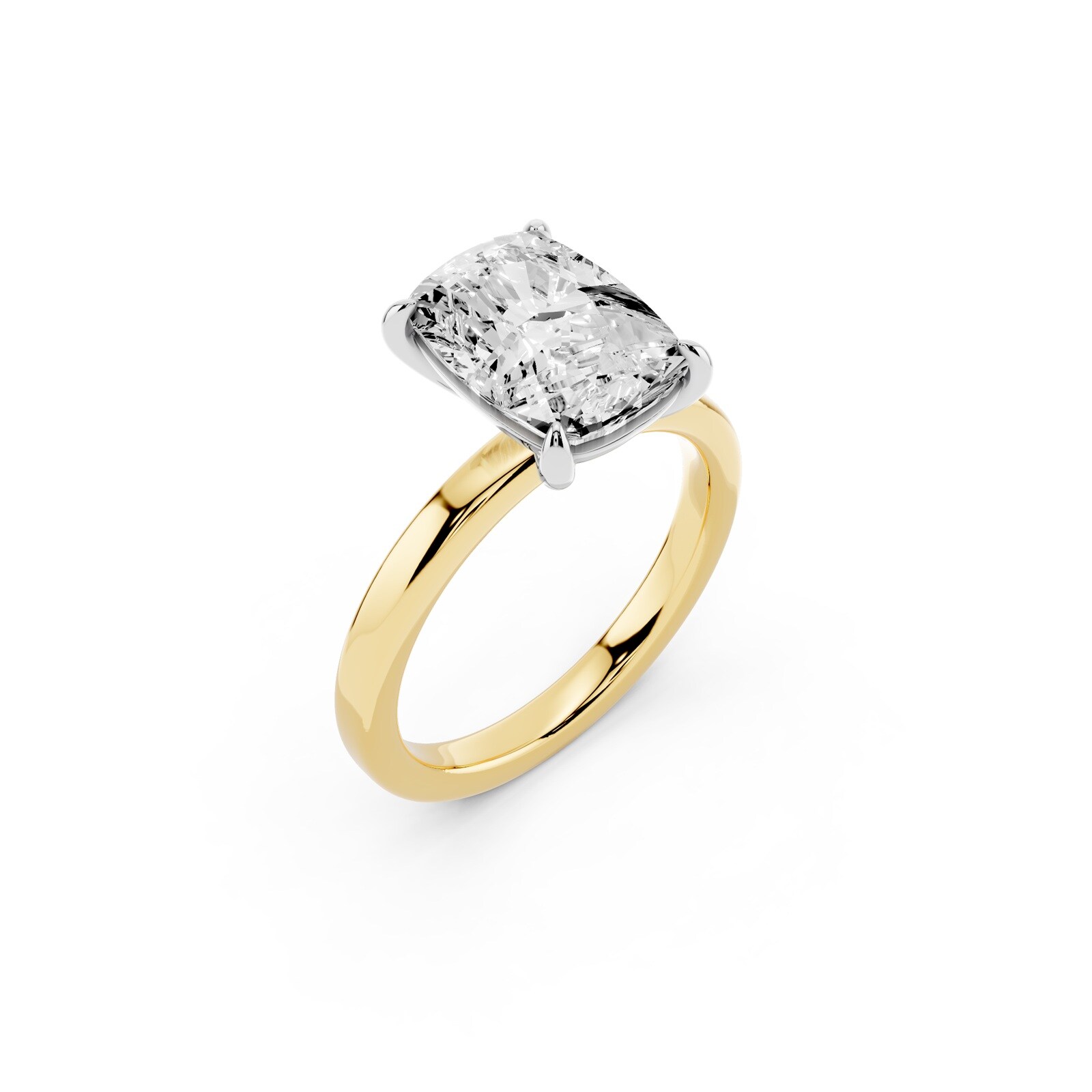 Mayors 18K Yellow Gold 3.00cttw Lab Grown Diamond Cushion Cut Solitaire Engagement Ring