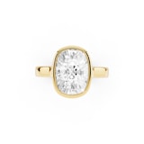 Mayors 18K Yellow Gold 4.00cttw Lab Grown Diamond Cushion Cut Solitaire Bezel Set Engagement Ring