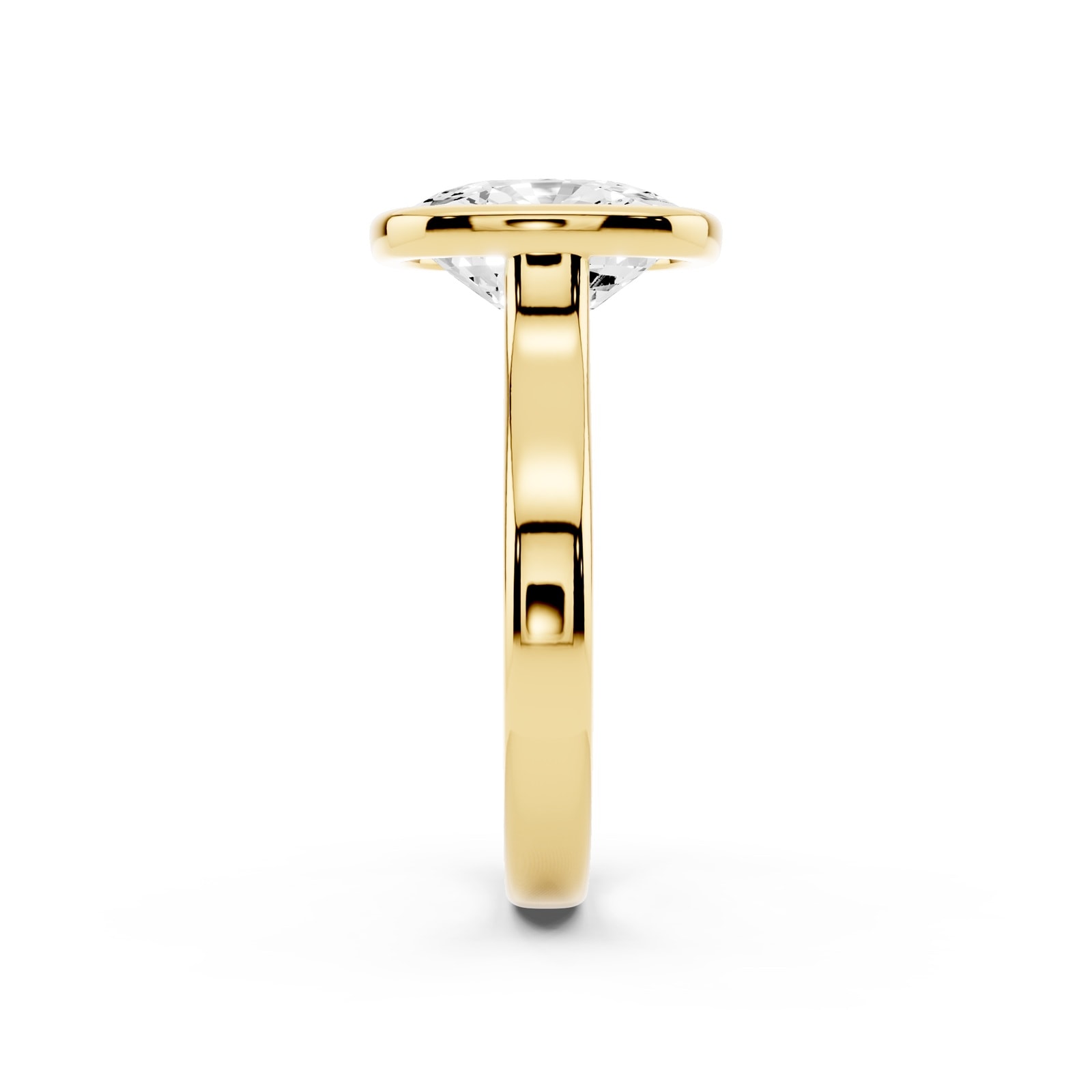 Mayors 18K Yellow Gold 4.00cttw Lab Grown Diamond Cushion Cut Solitaire Bezel Set Engagement Ring