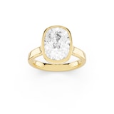 Mayors 18K Yellow Gold 4.00cttw Lab Grown Diamond Cushion Cut Solitaire Bezel Set Engagement Ring