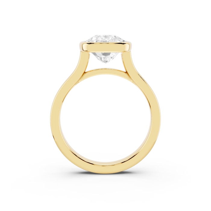 Mayors 18K Yellow Gold 4.00cttw Lab Grown Diamond Cushion Cut Solitaire Bezel Set Engagement Ring