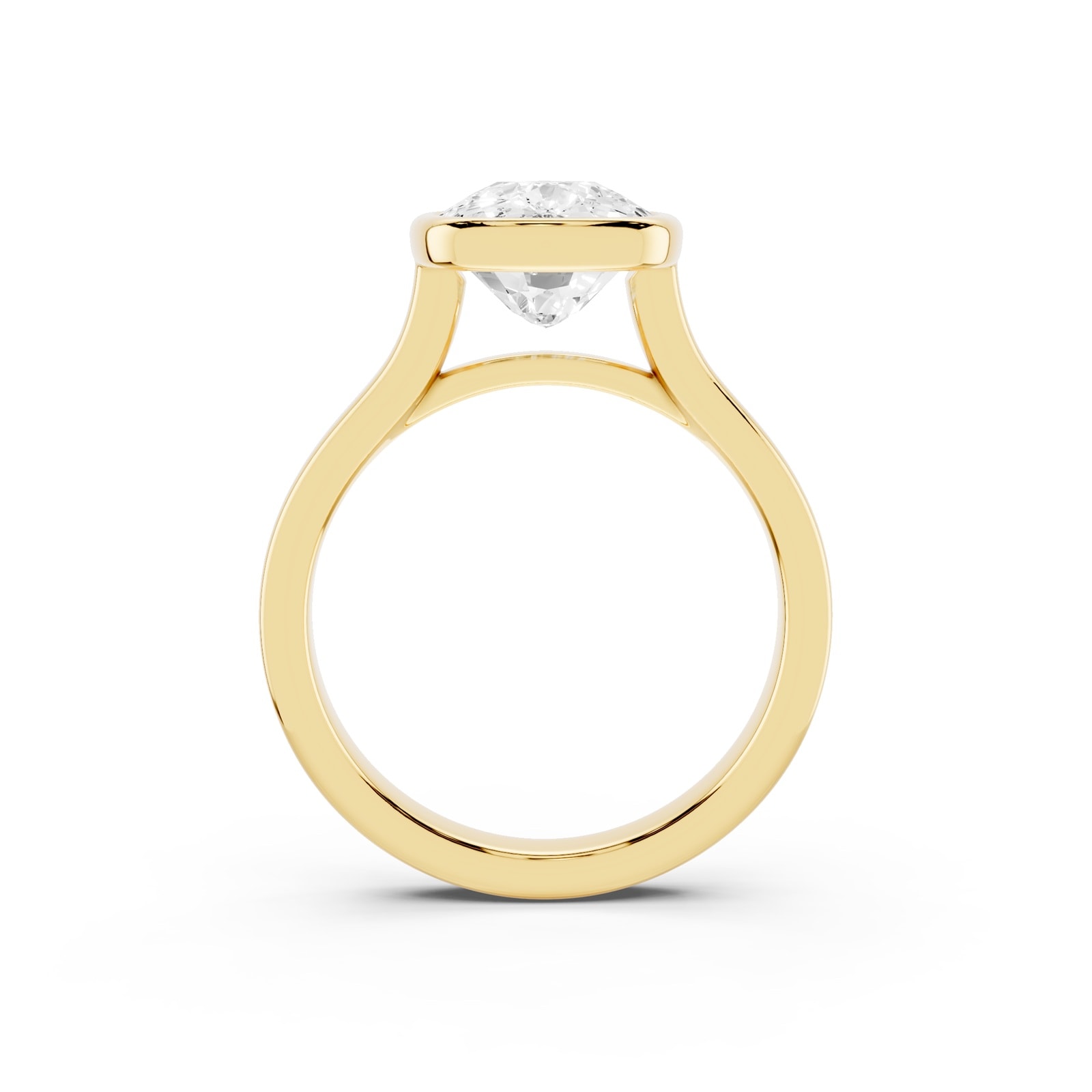 Mayors 18K Yellow Gold 4.00cttw Lab Grown Diamond Cushion Cut Solitaire Bezel Set Engagement Ring