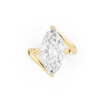 Mayors 18K Yellow Gold 4.00cttw Lab Grown Diamond Marquise Cut Solitaire Wave Ring