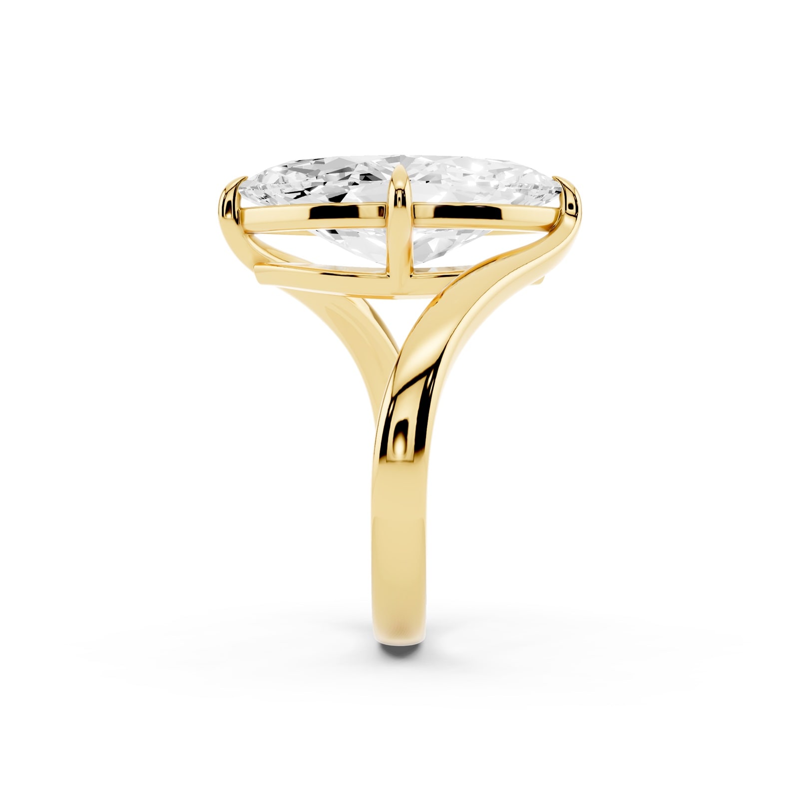 Mayors 18K Yellow Gold 4.00cttw Lab Grown Diamond Marquise Cut Solitaire Wave Ring