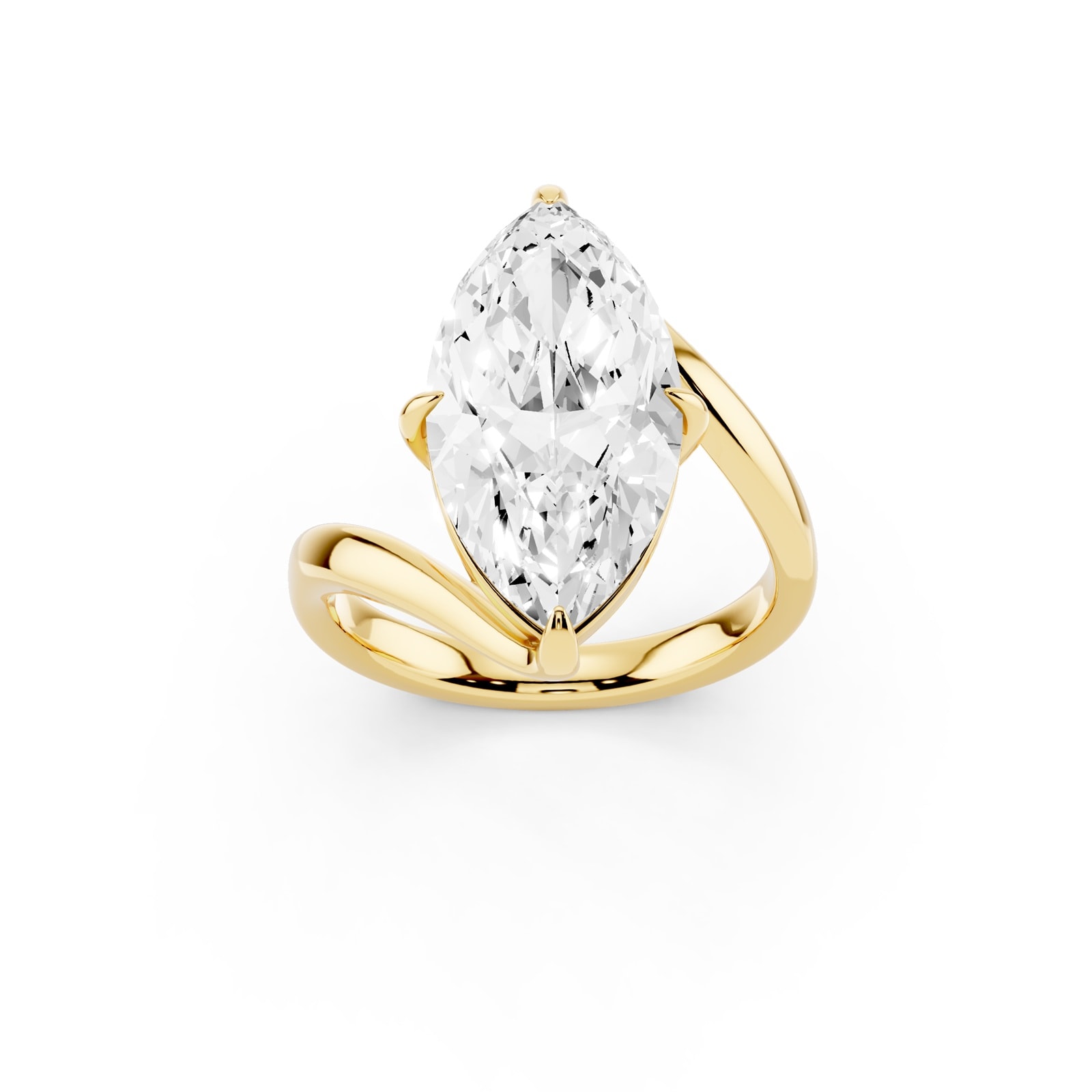 Mayors 18K Yellow Gold 4.00cttw Lab Grown Diamond Marquise Cut Solitaire Wave Ring