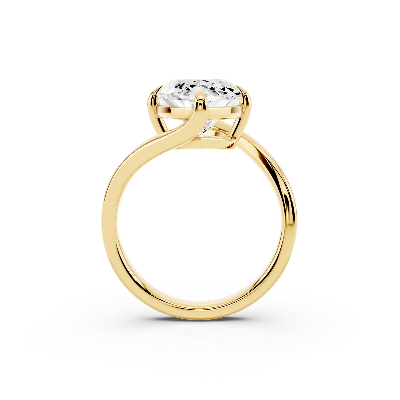 Mayors 18K Yellow Gold 4.00cttw Lab Grown Diamond Marquise Cut Solitaire Wave Ring