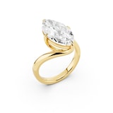 Mayors 18K Yellow Gold 4.00cttw Lab Grown Diamond Marquise Cut Solitaire Wave Ring