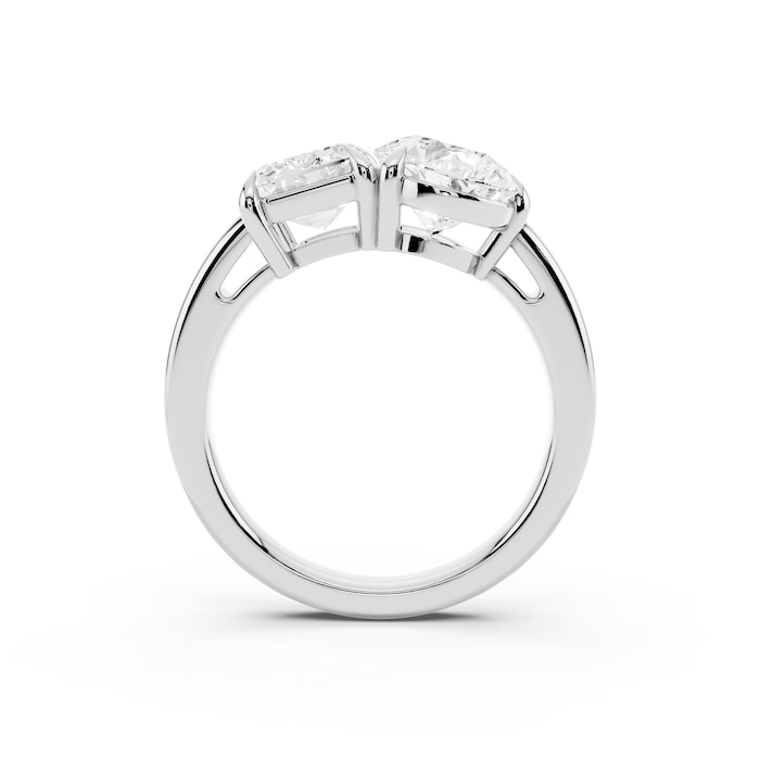 Mayors Platinum 4.00cttw Lab Grown Diamond Emerald & Pear Cut Two Stone Engagament Ring