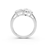 Mayors Platinum 4.00cttw Lab Grown Diamond Emerald & Pear Cut Two Stone Engagament Ring