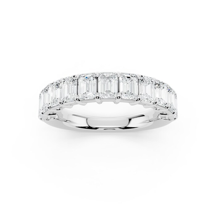 18K White Gold 1.98cttw Emerald Cut Lab Grown Diamond Eternity Ring - Ring Size 6.5