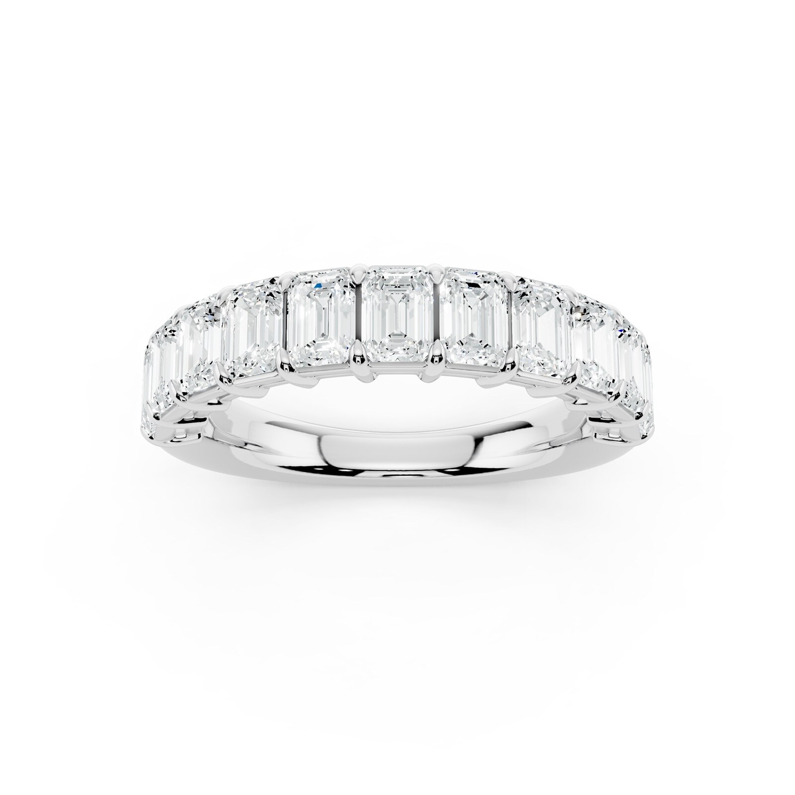 18K White Gold 1.98cttw Emerald Cut Lab Grown Diamond Eternity Ring - Ring Size 6.5